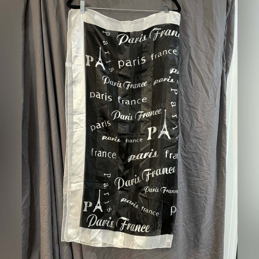 Elegant White and Black Scarf Wrap from Paris France